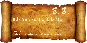 Bánszky Borbála névjegykártya